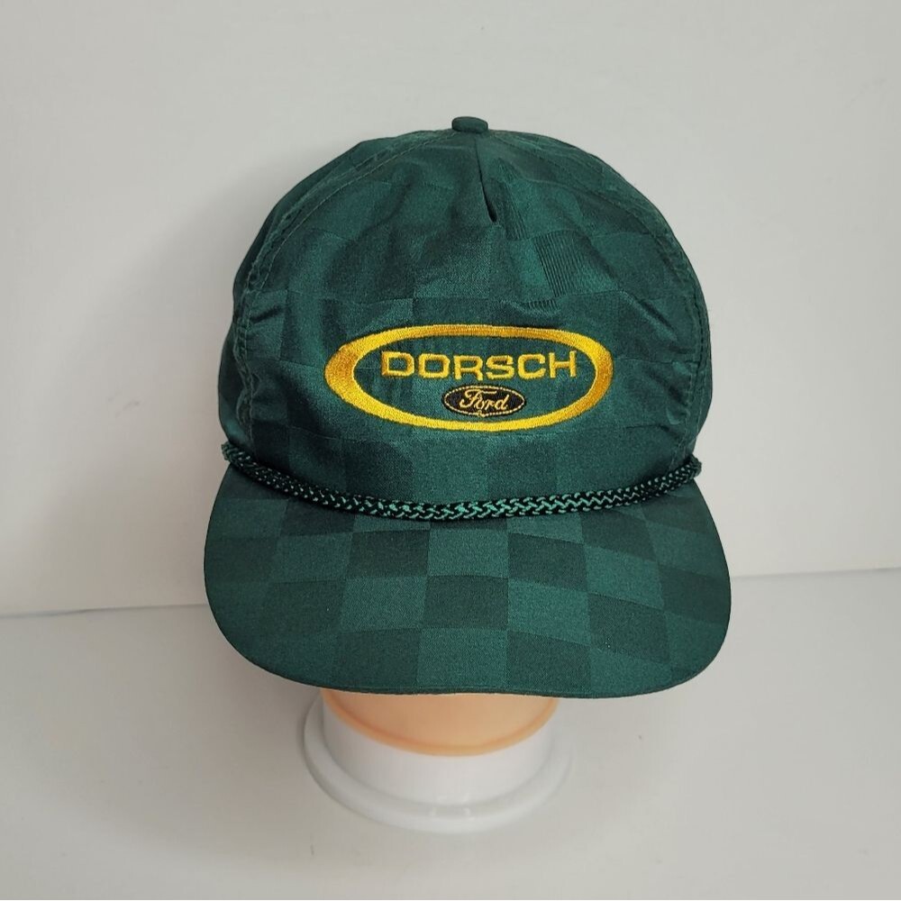Vintage Dorsch Ford Green square print rope embroidered adjustable hat